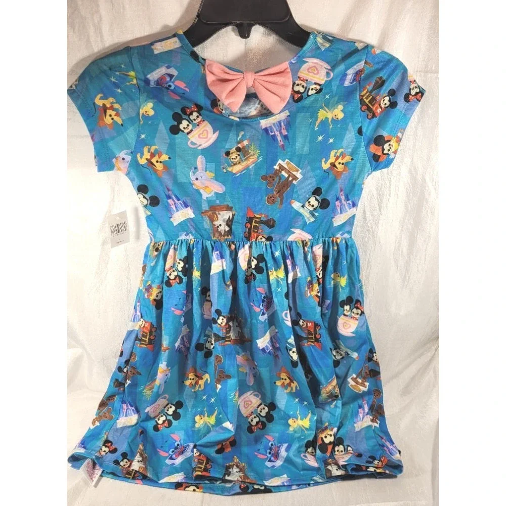 Disney Parks by Joey Chou Girl's CHILD Jersey Knit Swing Dress - Blue - M (7 8)